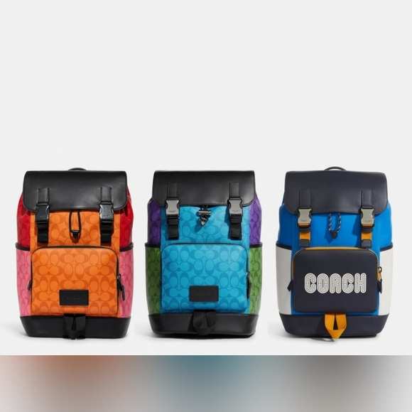 Coach Track Backpack in Signature Colorblock #C9837 - Picture 6 of 15